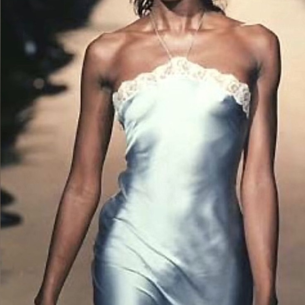 Pheme-Paris blue dress with white lace